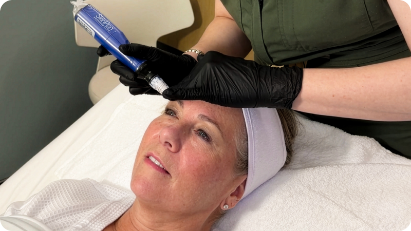 Microneedling procedure in progress
