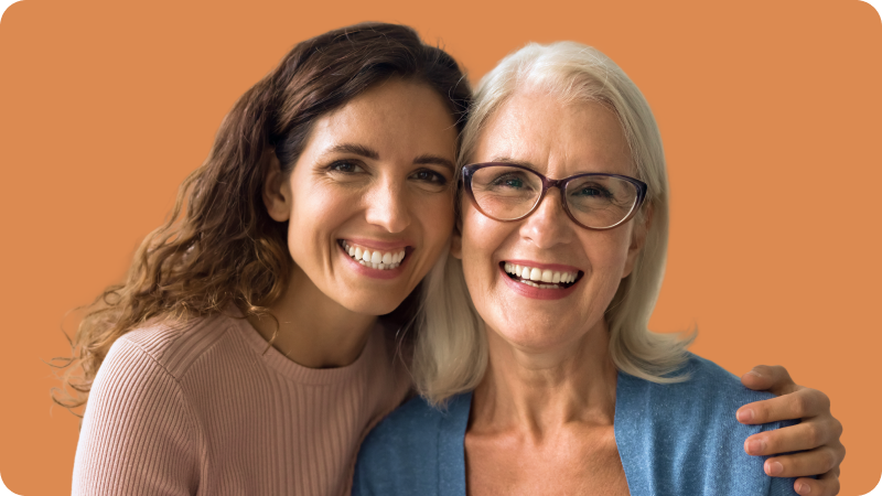 Two women smiling