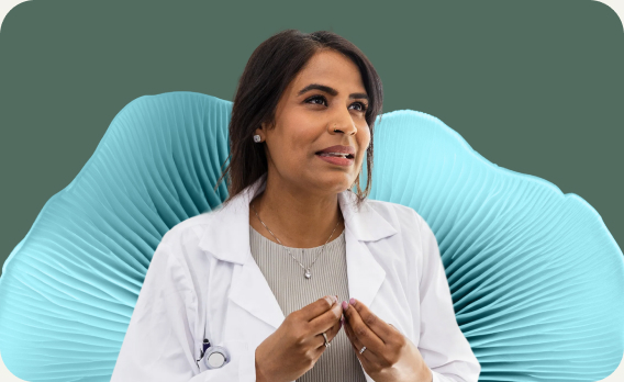 Doctor on floral background